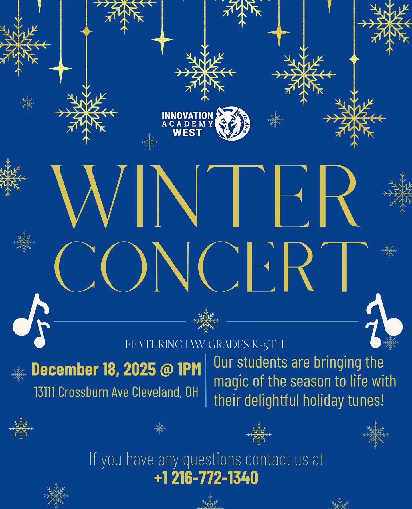 Mark your calendars! 🎵❄️⁠
IAW&rsquo;s Winter Concert is happening December 18th at 1 PM, featuring performances from our amazing students. Come celebrate the season with us! 💙🎤