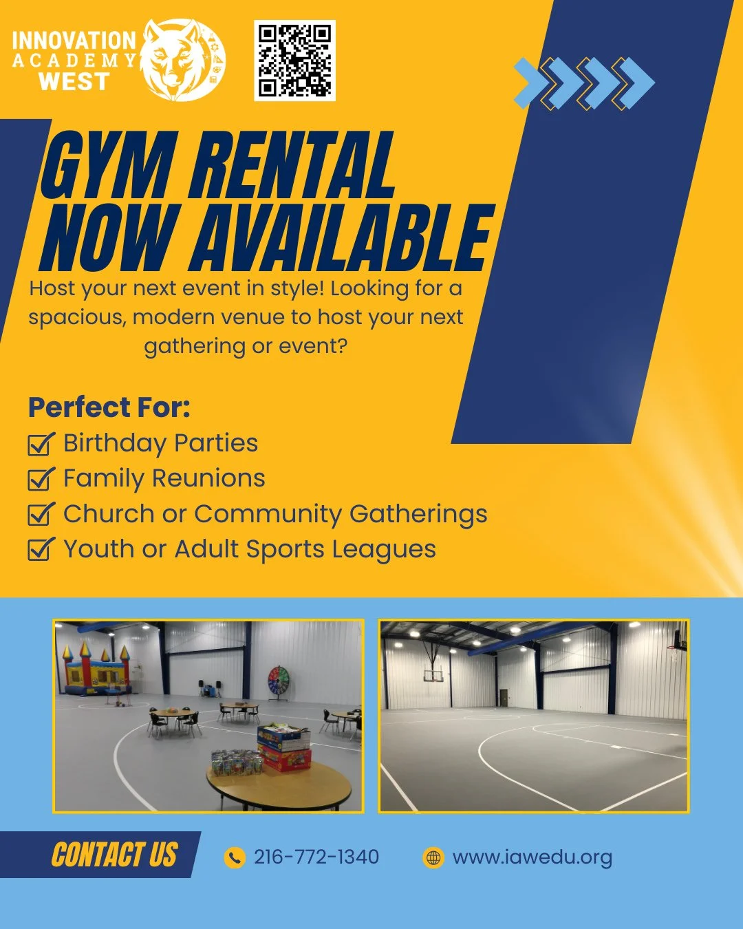 🏀🎉 Now Renting at Innovation Academy West!⁠
Looking for a spacious, modern venue for your next event? Our gym is available for sports leagues, birthday parties, community gatherings, and more.⁠
Flexible hours, affordable rates, and plenty of parkin