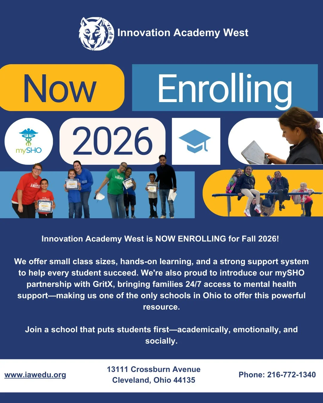 🚀 IAW is NOW ENROLLING for Fall 2026!⁠
Small classes ✅ Hands-on learning ✅ A strong support system ✅⁠
Plus, our mySHO partnership with GritX gives families 24/7 mental health support&mdash;making us one of the only schools in Ohio to offer this! 💙⁠