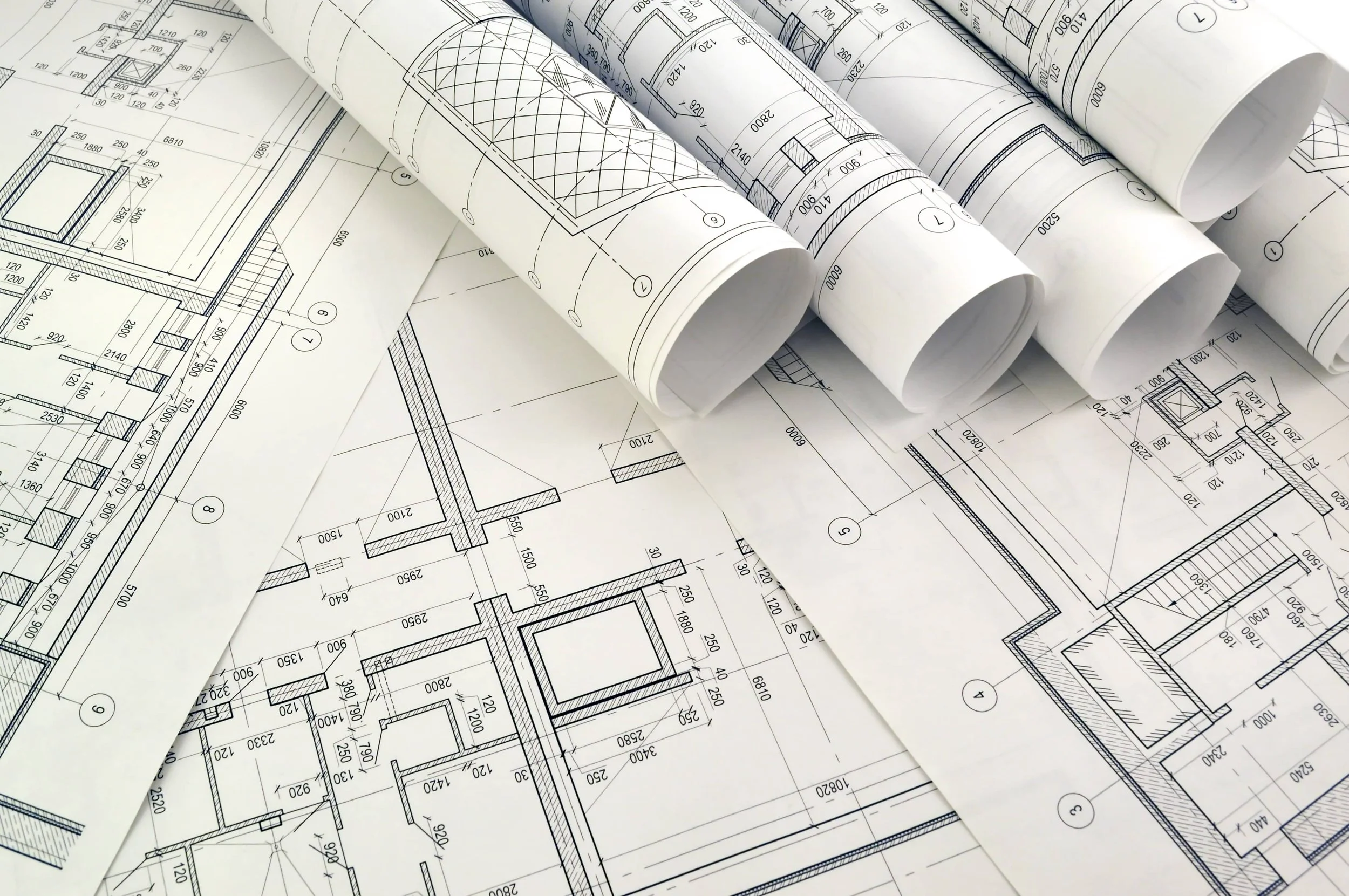blueprints on a table
