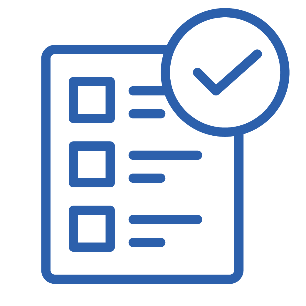 Checklist with checkmark indicating approval or completion.