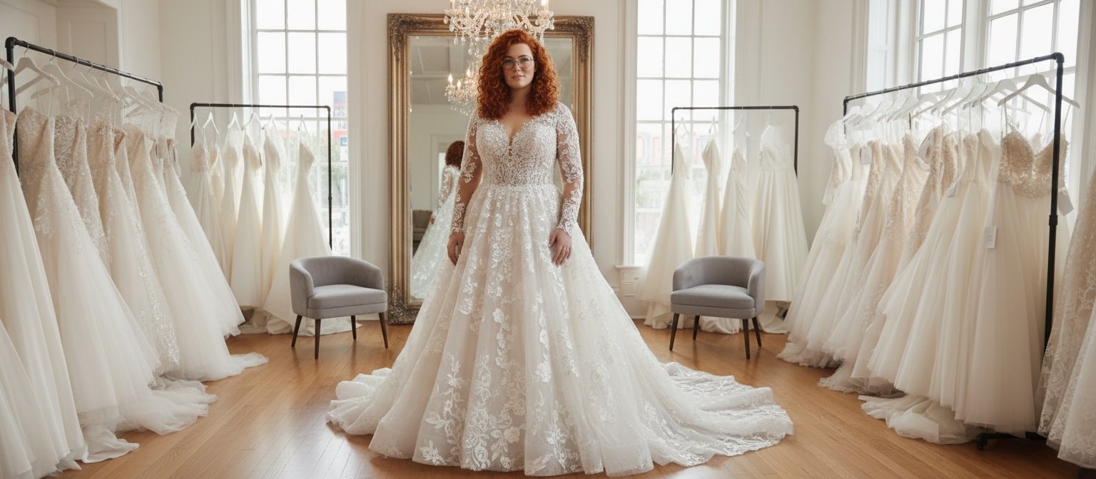 Page Willson trying on her wedding dress