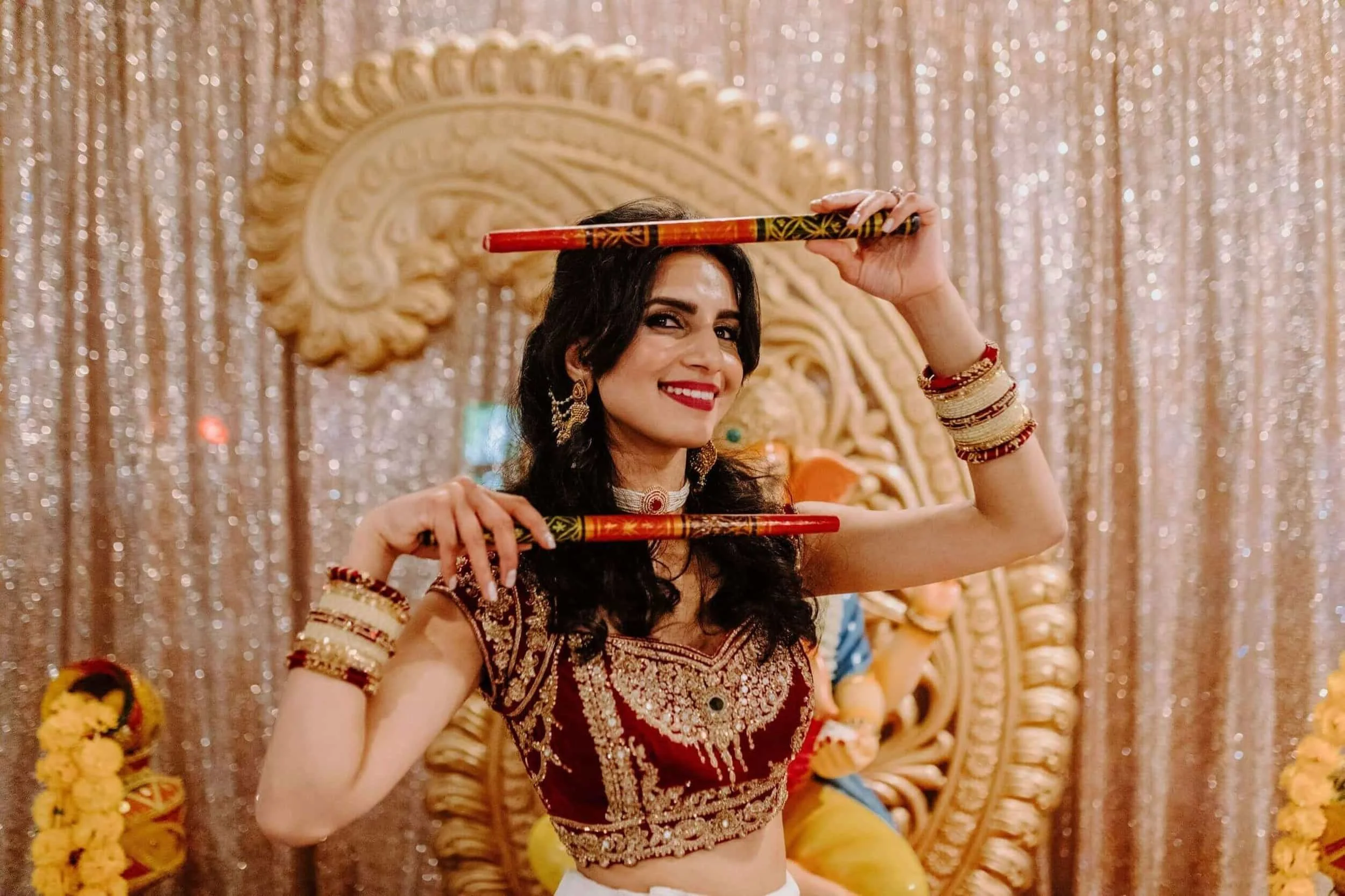 A smiling Indian bride