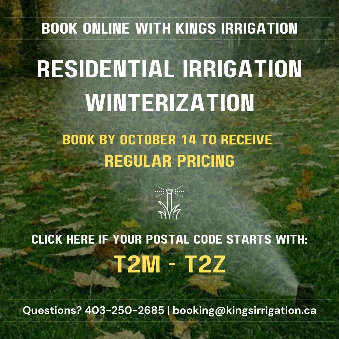 2026 Residential Irrigation Winterization: Regular Pricing (T2M - T2Z Postal Codes)