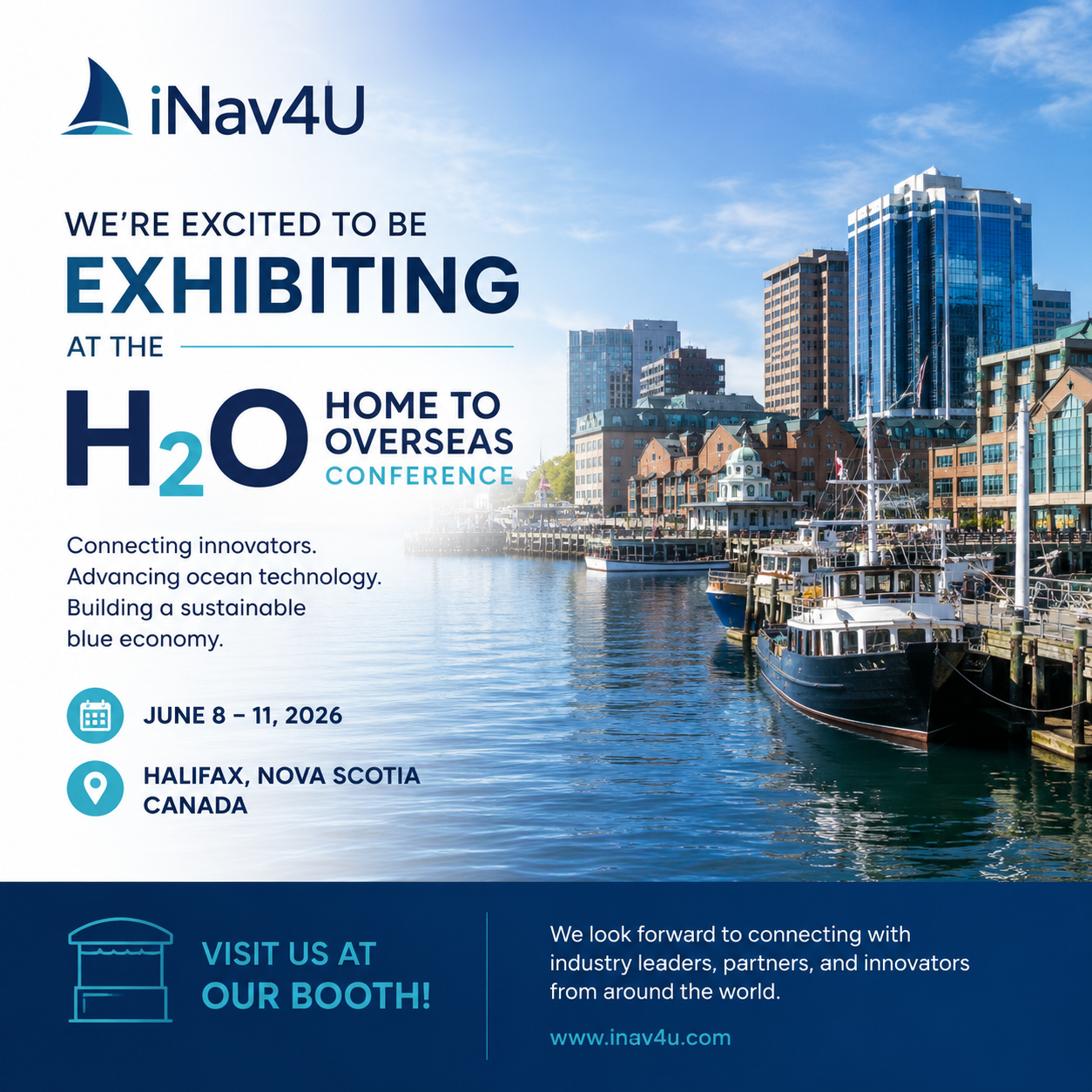 iNav4U exhibiting at the H2O Home to Overseas Conference 2026 in Halifax