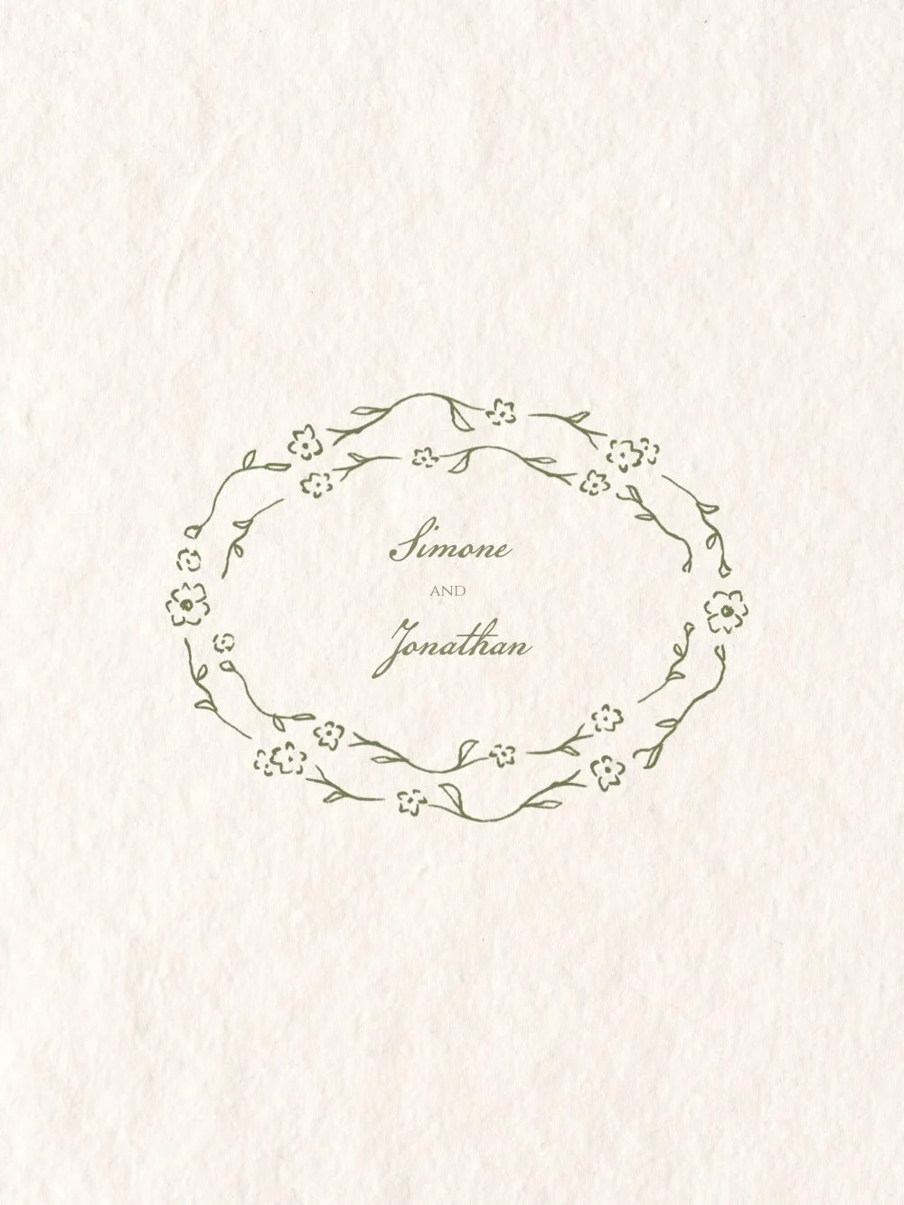 A delicate, hand-drawn floral frame for Simone and Jonathan&rsquo;s wedding website landing page.