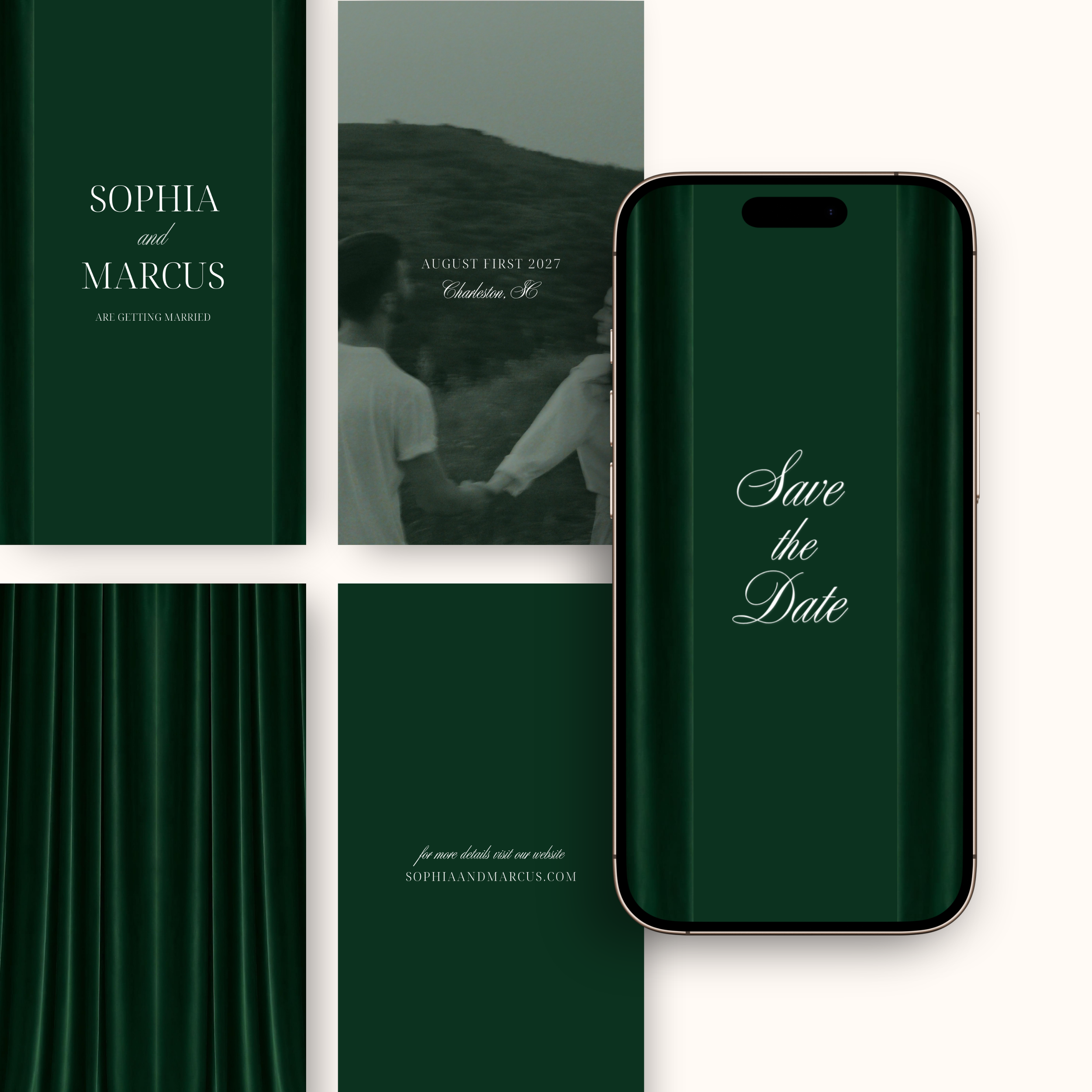 Green Velvet Save the Date Video Invitation Template