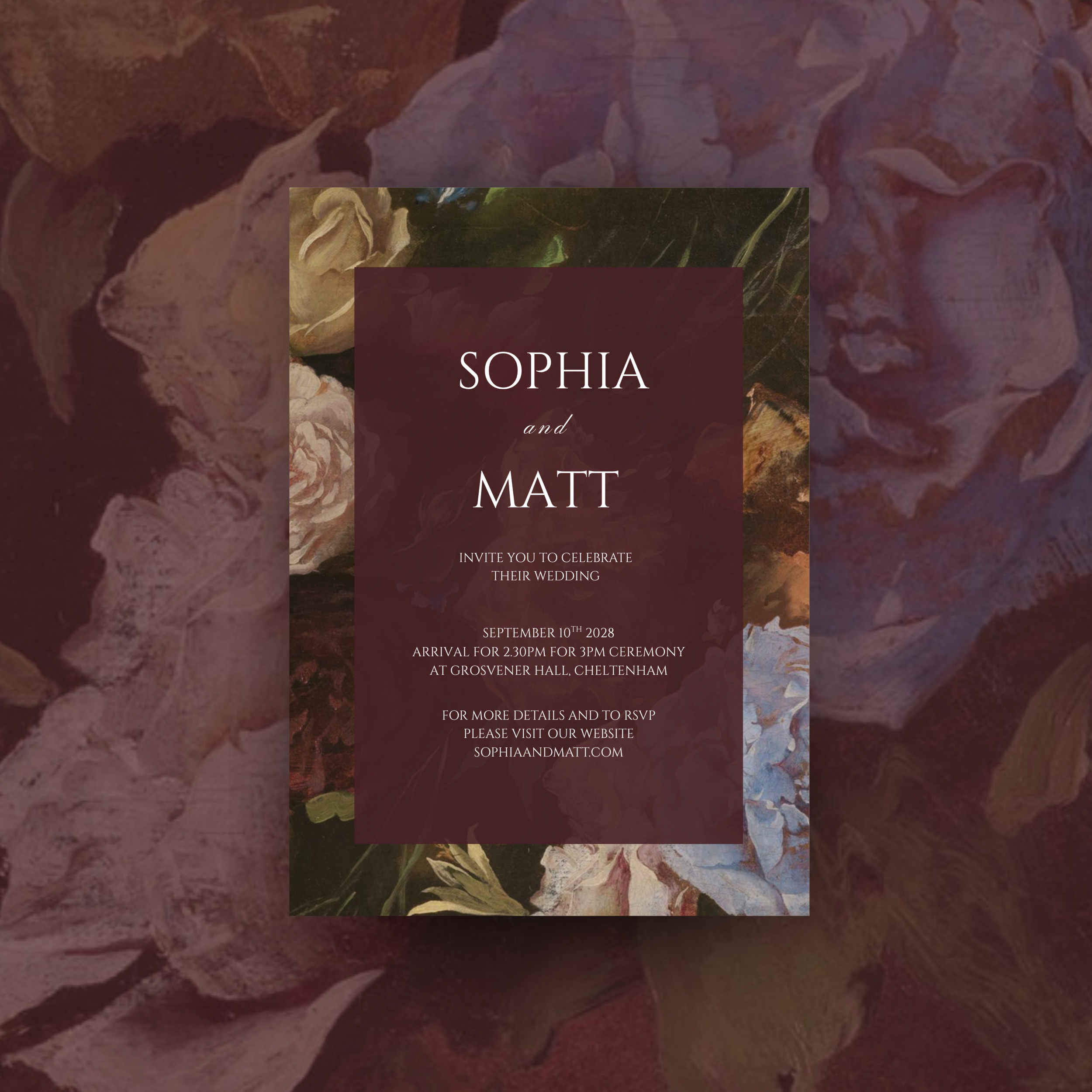 Floral Canvas Wedding Invitation Template