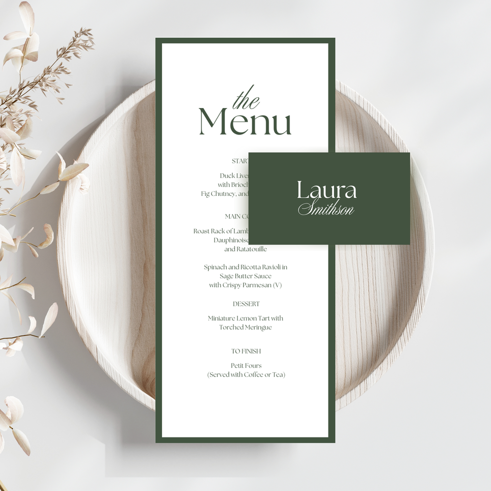 Wedding Menu and Name Card Template — Rhionn, image size:1000x1000