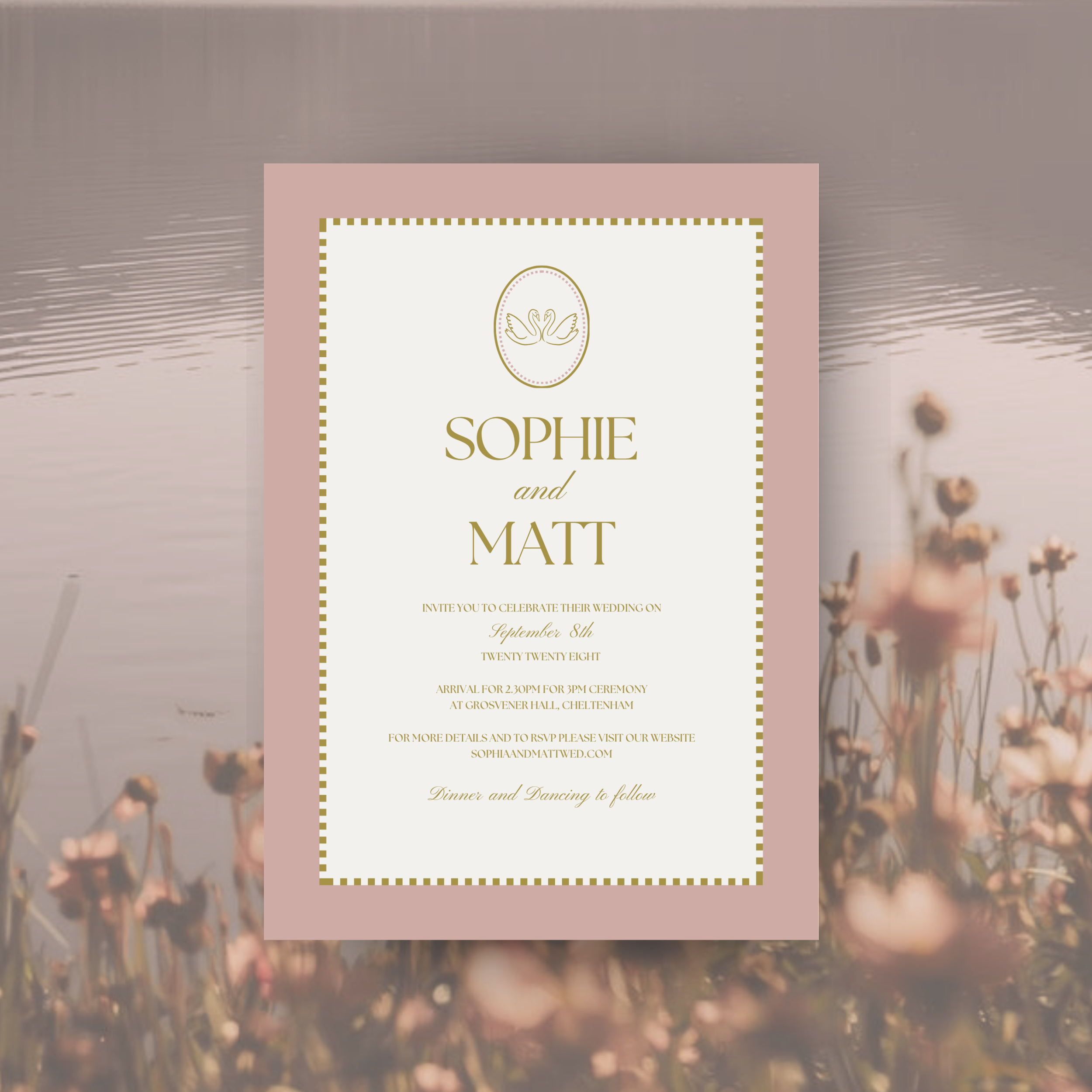 Pink Wedding Invitation Template