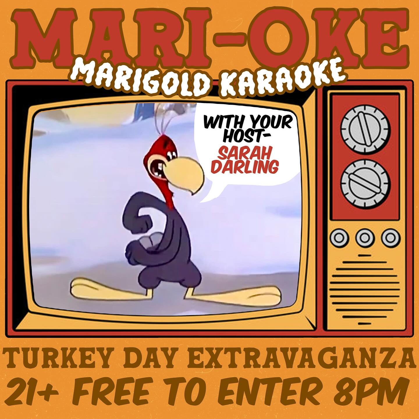 Gobble up those drinks and come sing your heart out on Thanksgiving. Tomorrow (Wednesday) we&rsquo;ll be open regular hours 4p-2a and then opening up at 7p on Thursday so you can work off that meal on the microphone with your host @bobafettish7 ! Can