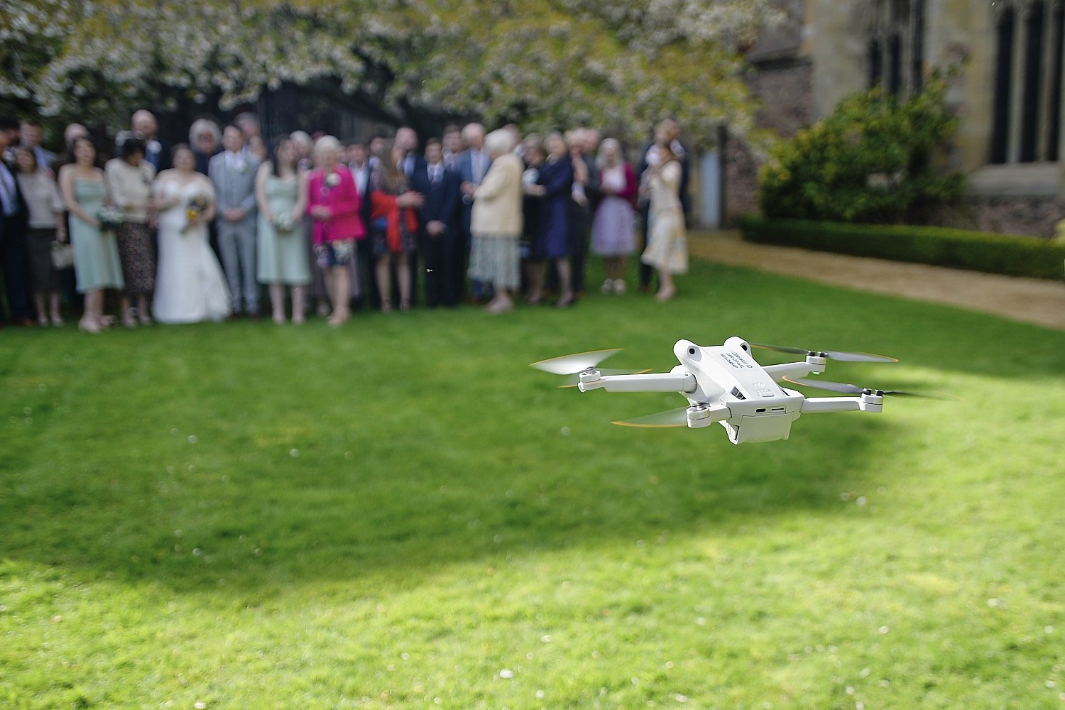 Using the drone for a group shot