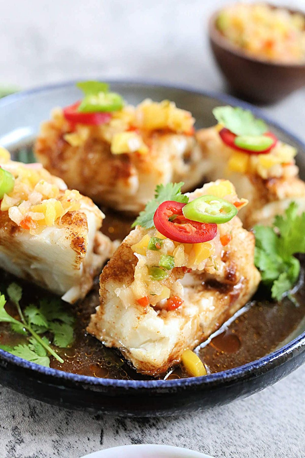 Delightful Mom Food Baked Chilean Sea Bass with Soy-Orange Marinade and Mango Pineapple Salsa 3.jpg