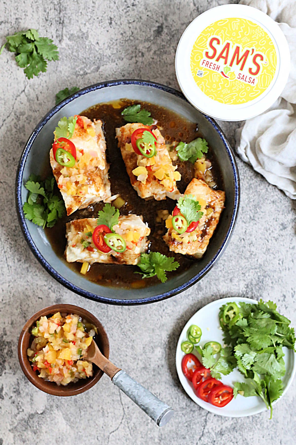 Delightful Mom Food Baked Chilean Sea Bass with Soy-Orange Marinade and Mango Pineapple Salsa 2.jpg