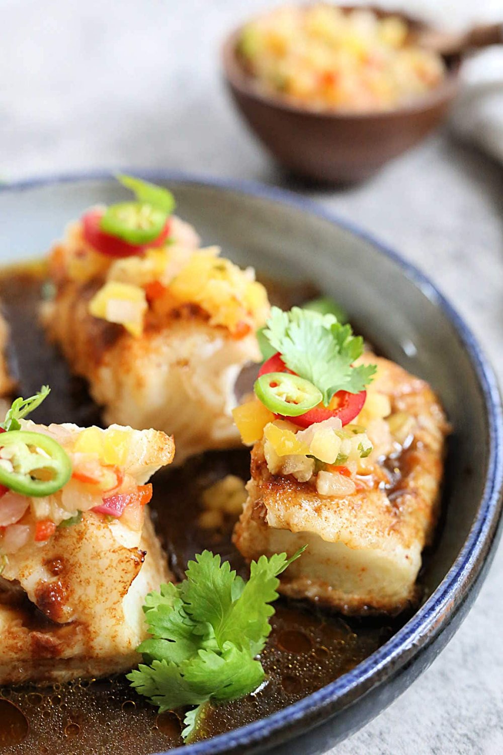 Delightful Mom Food Baked Chilean Sea Bass with Soy-Orange Marinade and Mango Pineapple Salsa 1.jpg