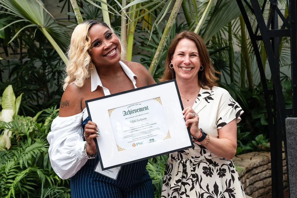 Nikki Jackson, Owner of Nimani Kids & first program graduate to receive CDA certifications with Shannon Morgan, Senior VP of Client & Community Relations at PNC Bank.