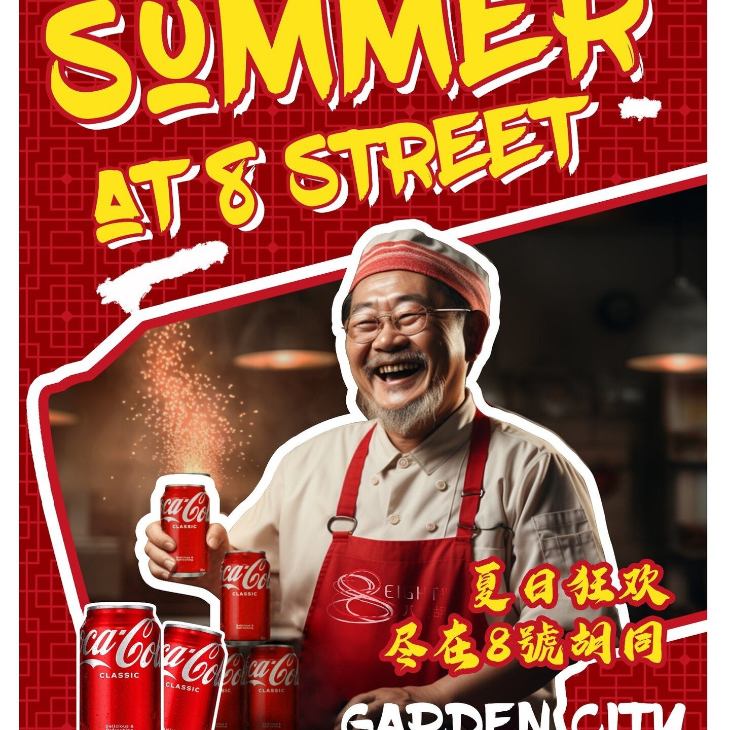 Extend your summer at 8 Street.
Sip happiness for just $2 dollars at 8 street Garden City Bar! Scan the QR code to order your favourite Coke or Coke Zero along with delicious food. 
Available from 8th March 2024 to 28th April 2024. 
Don't miss out on