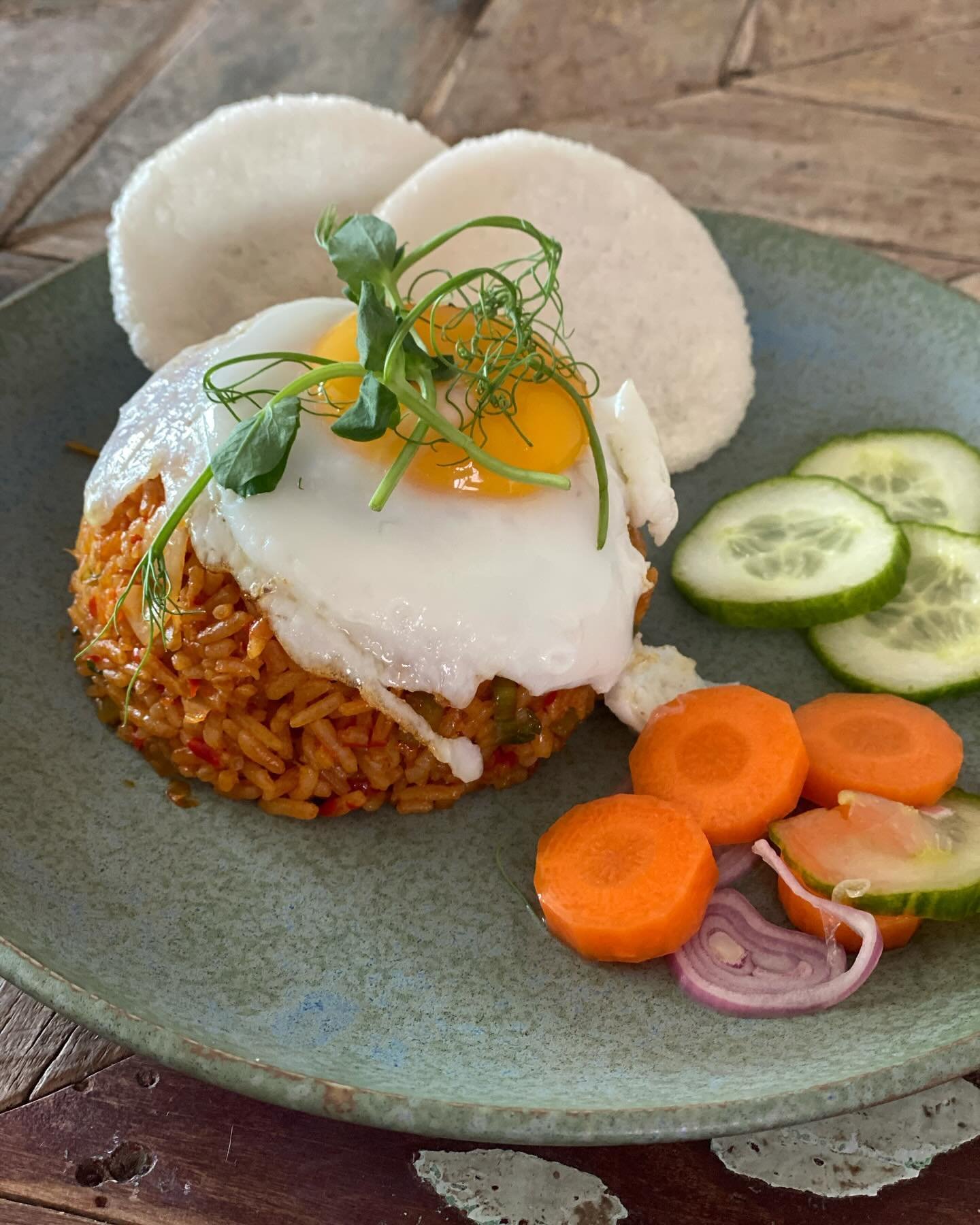 It&rsquo;s Bank Holiday Weekend! 
Indonesian Specials on the menu- the ultimate classic Nasi Goreng with/ without beef satay 😊
And yes our Pandan Cake with Lemon Curd and Mascarpone Icing 💚
Available all weekend. 
.
.
.
.
#indonesianfood #leamingto