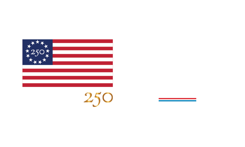 An American flag with the words Freedom 250 underneath it align on the left side with the words National Endowment for the Arts aligned next to the flag on the right