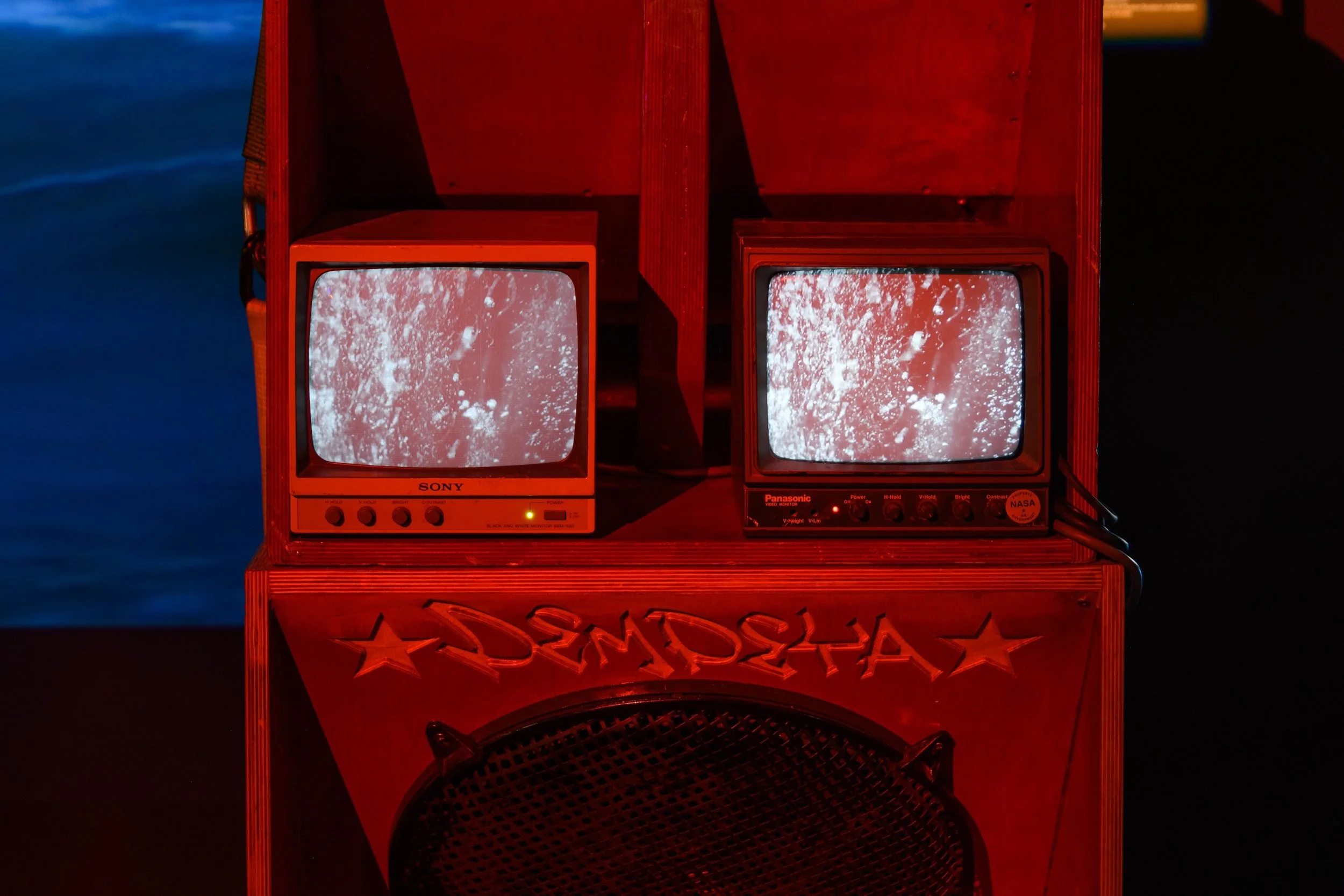 Detail of Darrien Williamson's "Visions by the Future," Handbuilt Sound System Sculpture and Speakers. Photo by Raymundo Muñoz.
