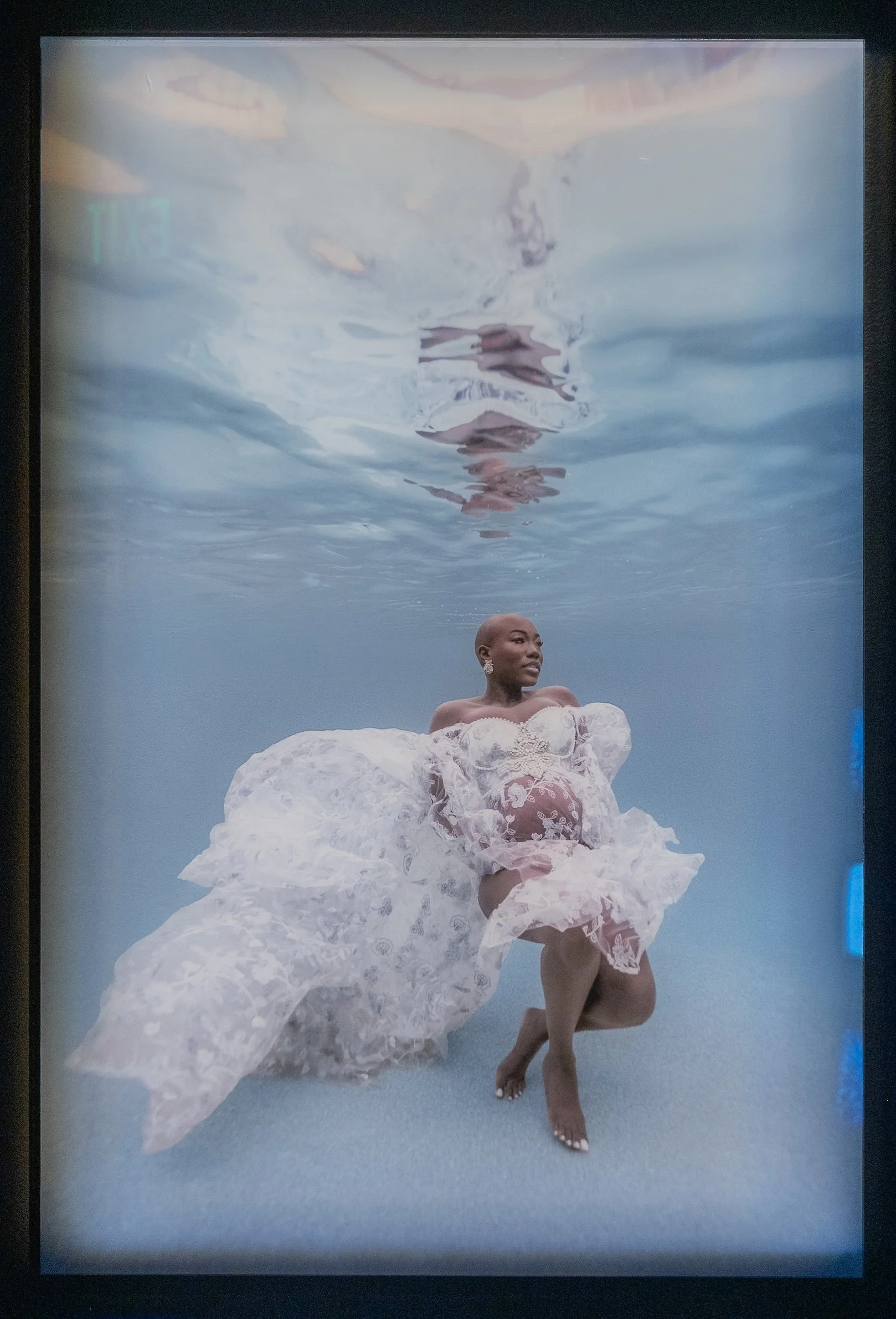Kimber Greenwood, "Held in Water" 2025, Photography on acrylic, 24x36. Photo by Raymundo Muñoz.