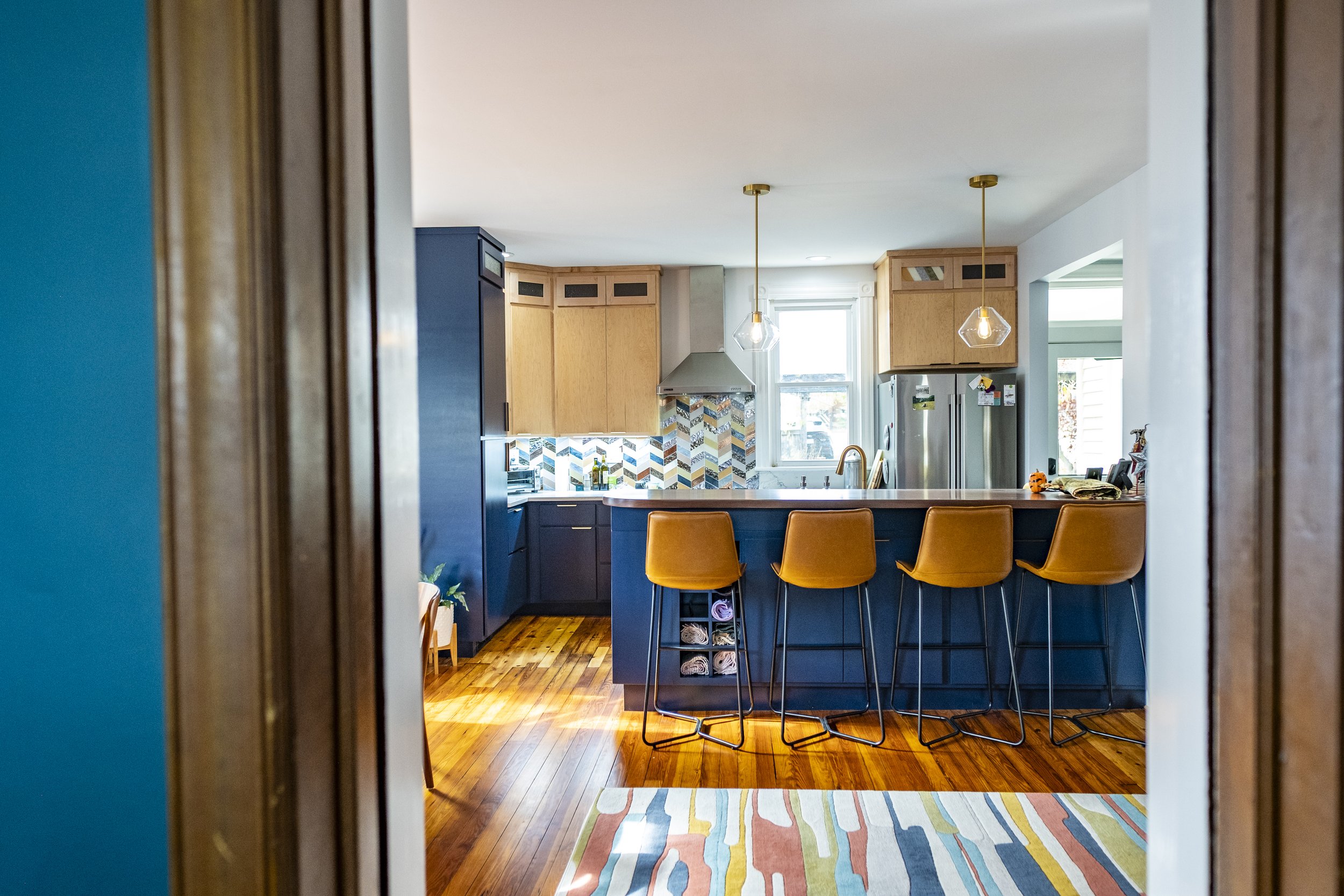 View of kitchen from the living room. 