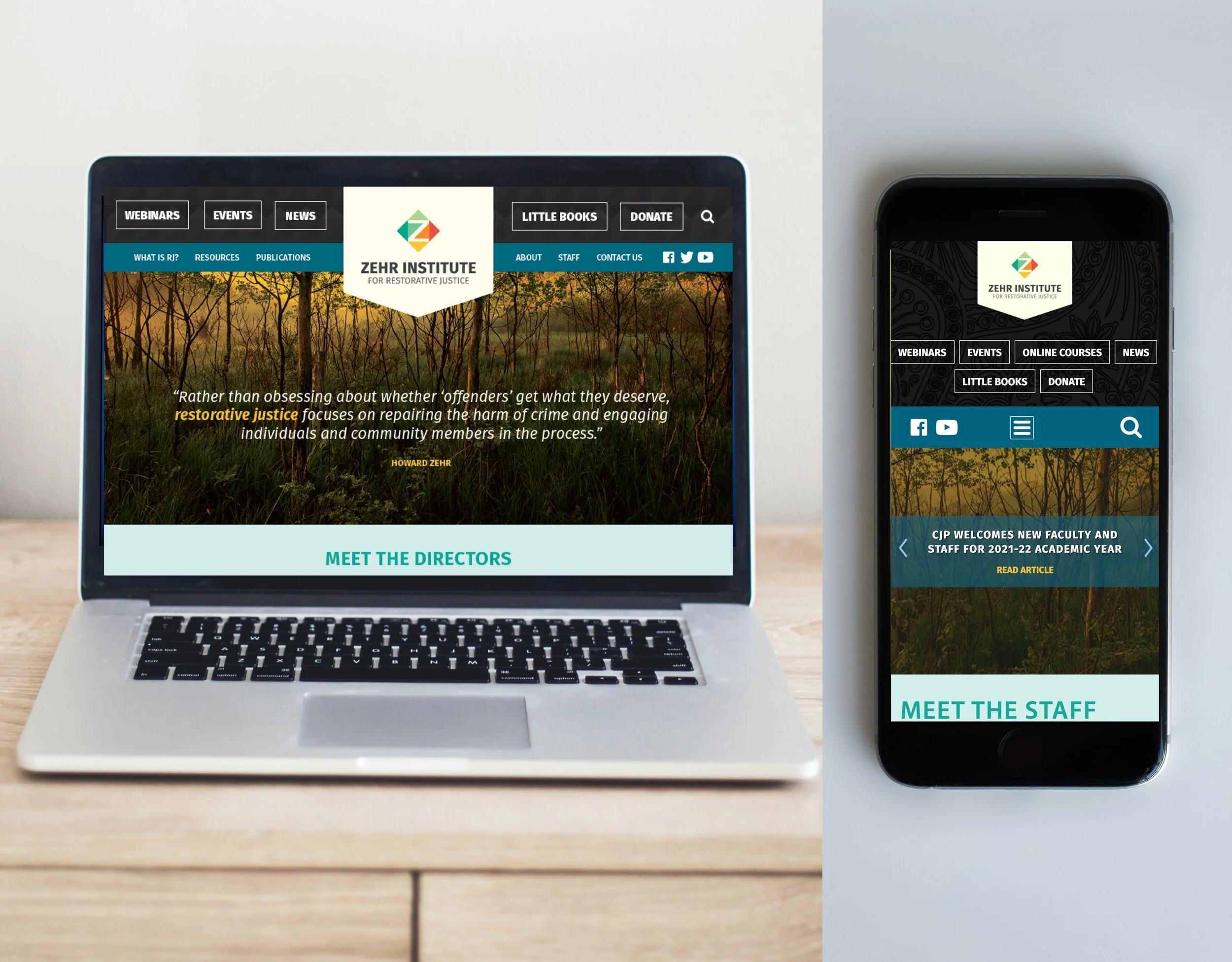 Zehr Institute for Restorative Justice - website concept and design - development by EMU staff