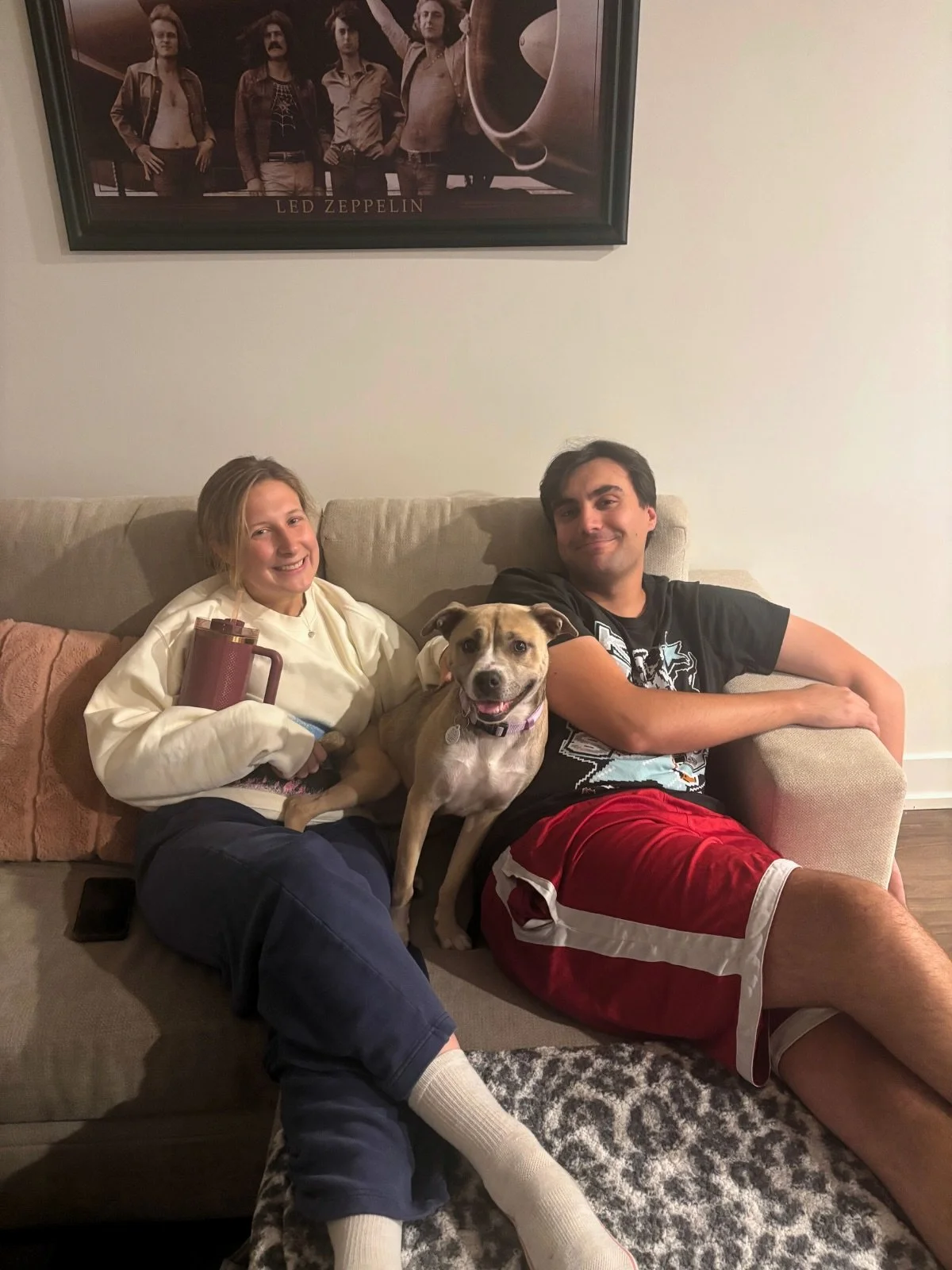 Ain&rsquo;t no party like a Real Good Adoption Party!

Lady, now known as Mia, went from being abandoned on a highway to this.
Squeezed between her new people on the couch like she&rsquo;s lived there forever.
Probably about to steal somebody&rsquo;s
