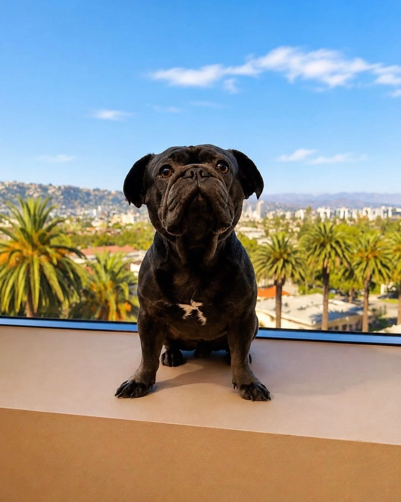 Cousin&rsquo;s fully healed from the bite, the mass, the neuter. So naturally, he&rsquo;s requesting this view.

31 lbs, French Bulldog / Pug
3 years old
Good with dogs
90% house trained

He&rsquo;s decided he owns this skyline and honestly the confi