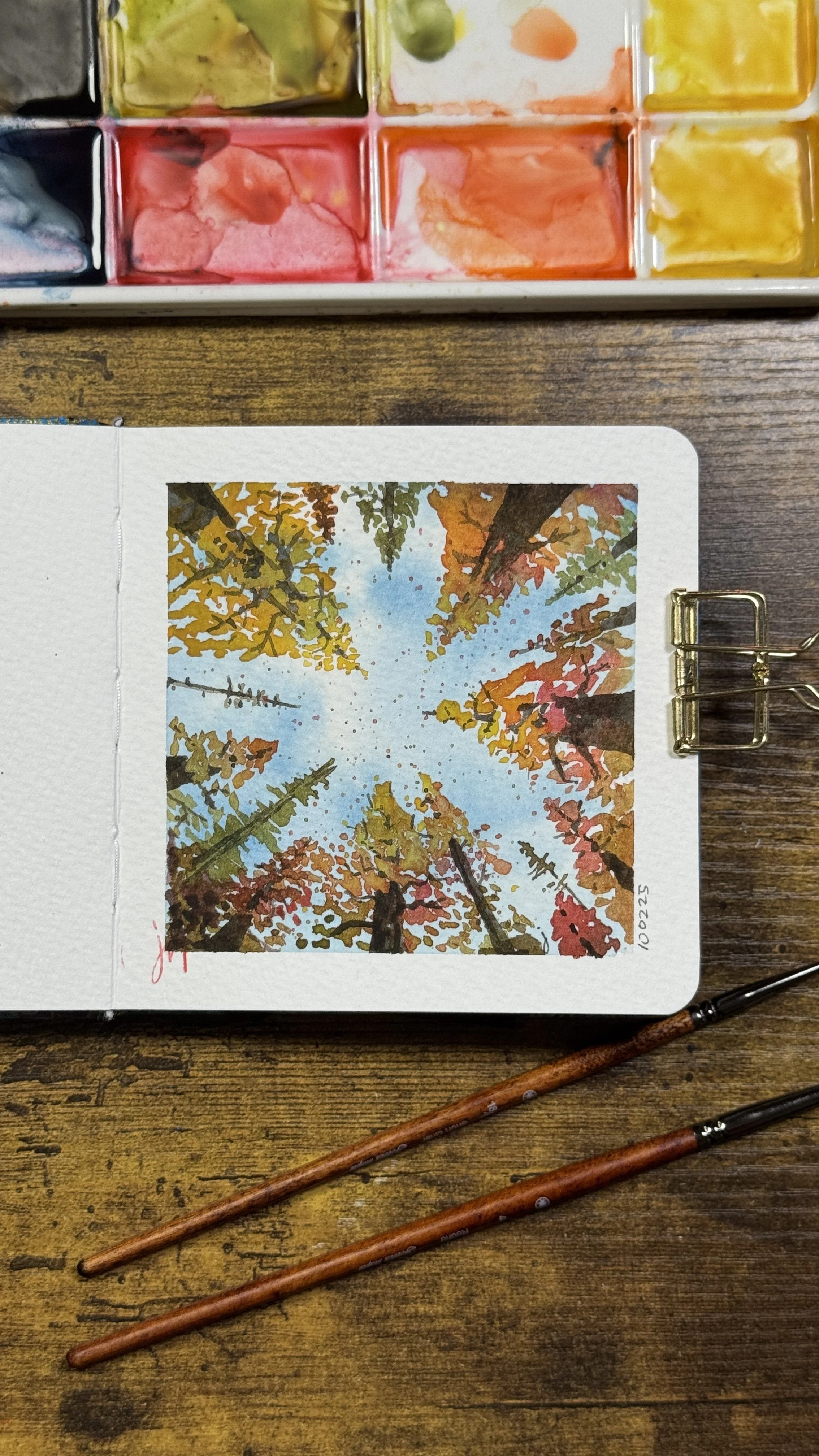 Watercolor fall scene