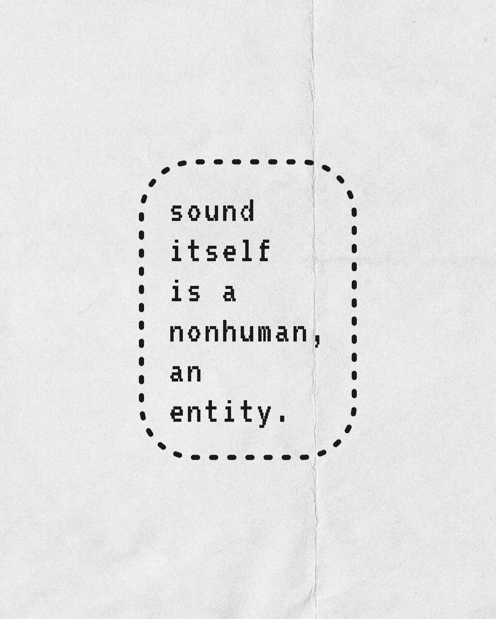 sound itself is a nonhuman, an entity, 2020s.