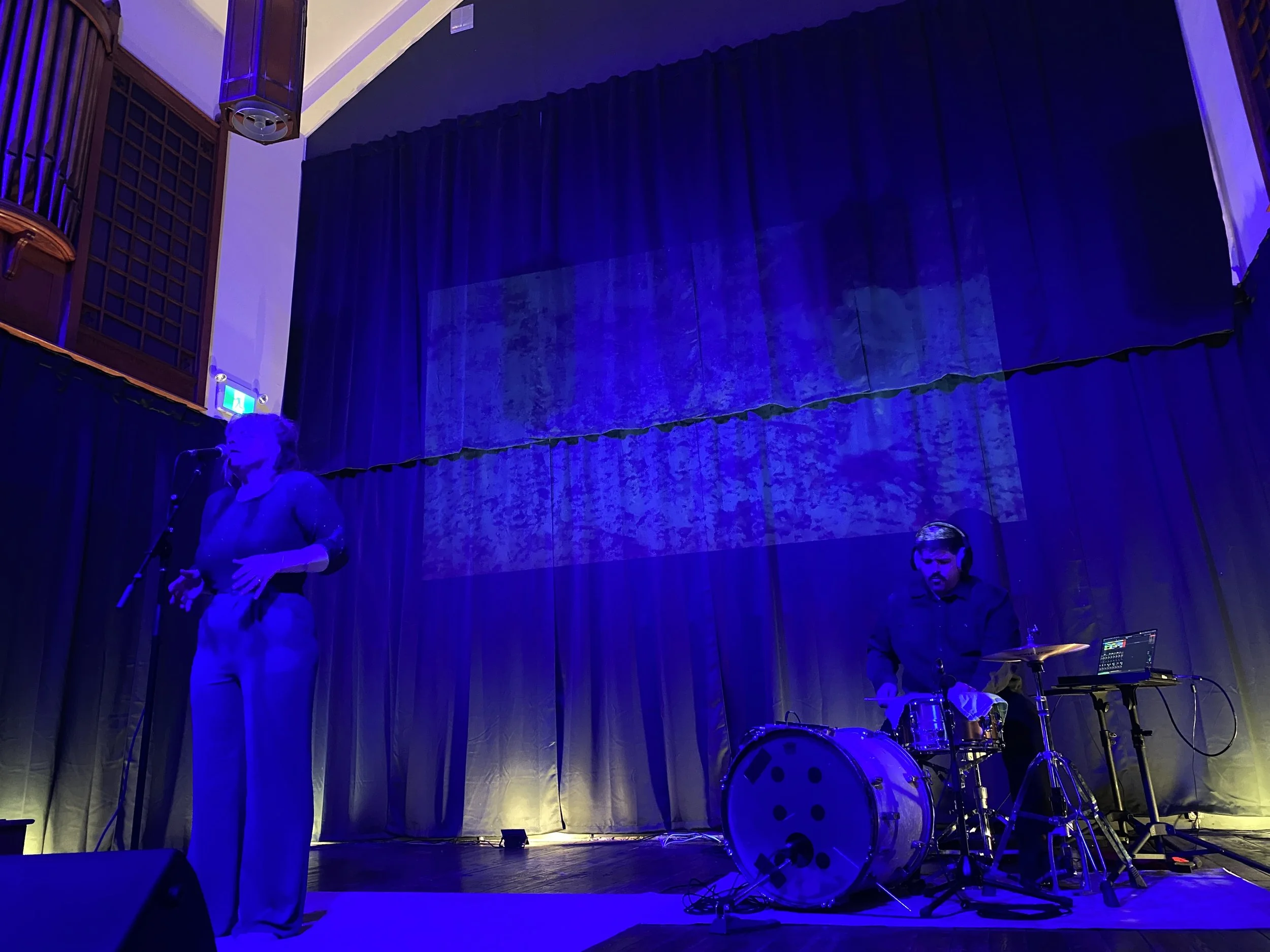 tamara ruth parker & myself performing project blue at knox hall. 2025.