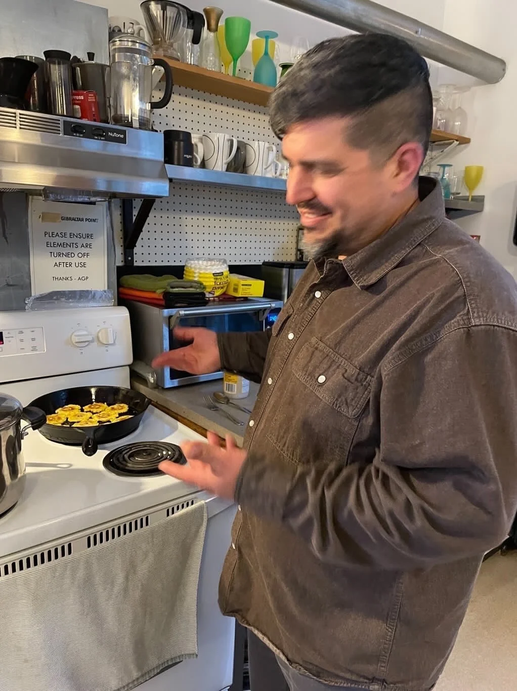 me cooking plantains at gibraltar centre for the arts, 2024.