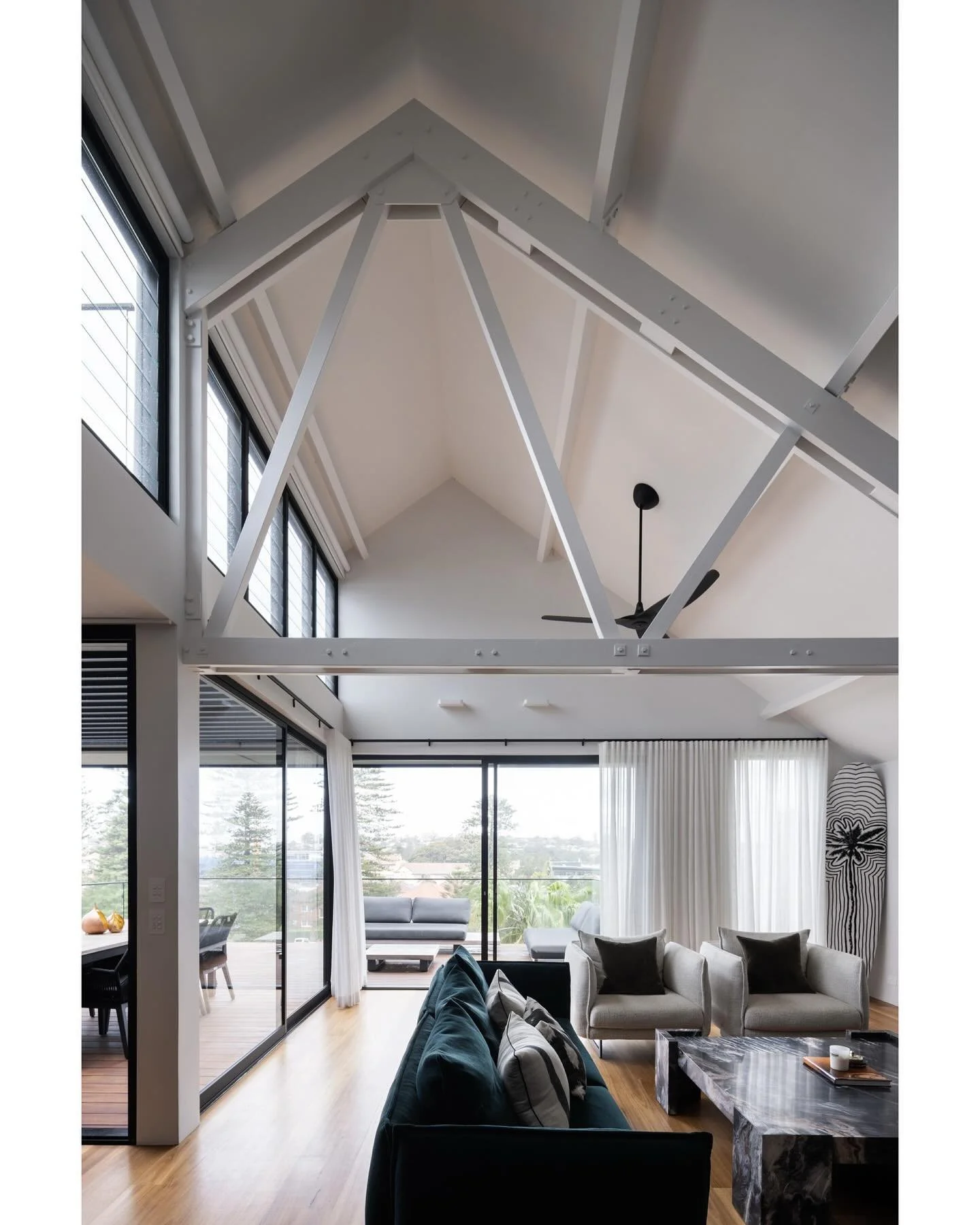 Living room views. New photos from our recently completed project on Queenscliff lagoon. 📷 @simonwhitbreadphoto 🔨 @urban_impact #watershedarchitects