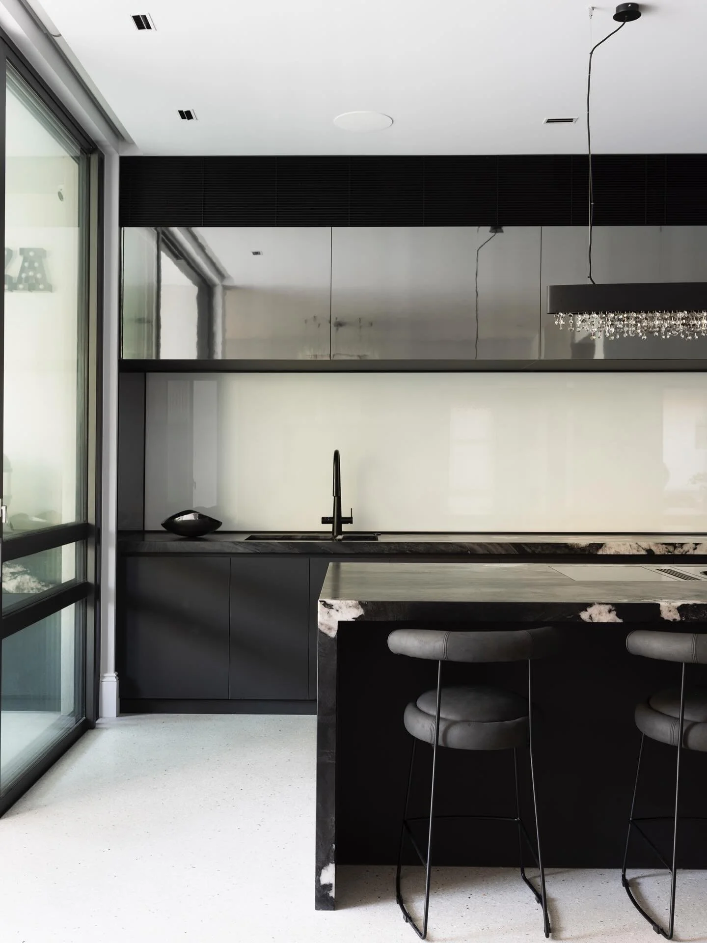 New photos of our recently completed project near Fairlight Beach, a transformation of an original duplex building into a luxury haven. Let&rsquo;s start with the kitchen. Photos: @simonwhitbreadphoto Builder: @donerite_constructions #watershedarchit