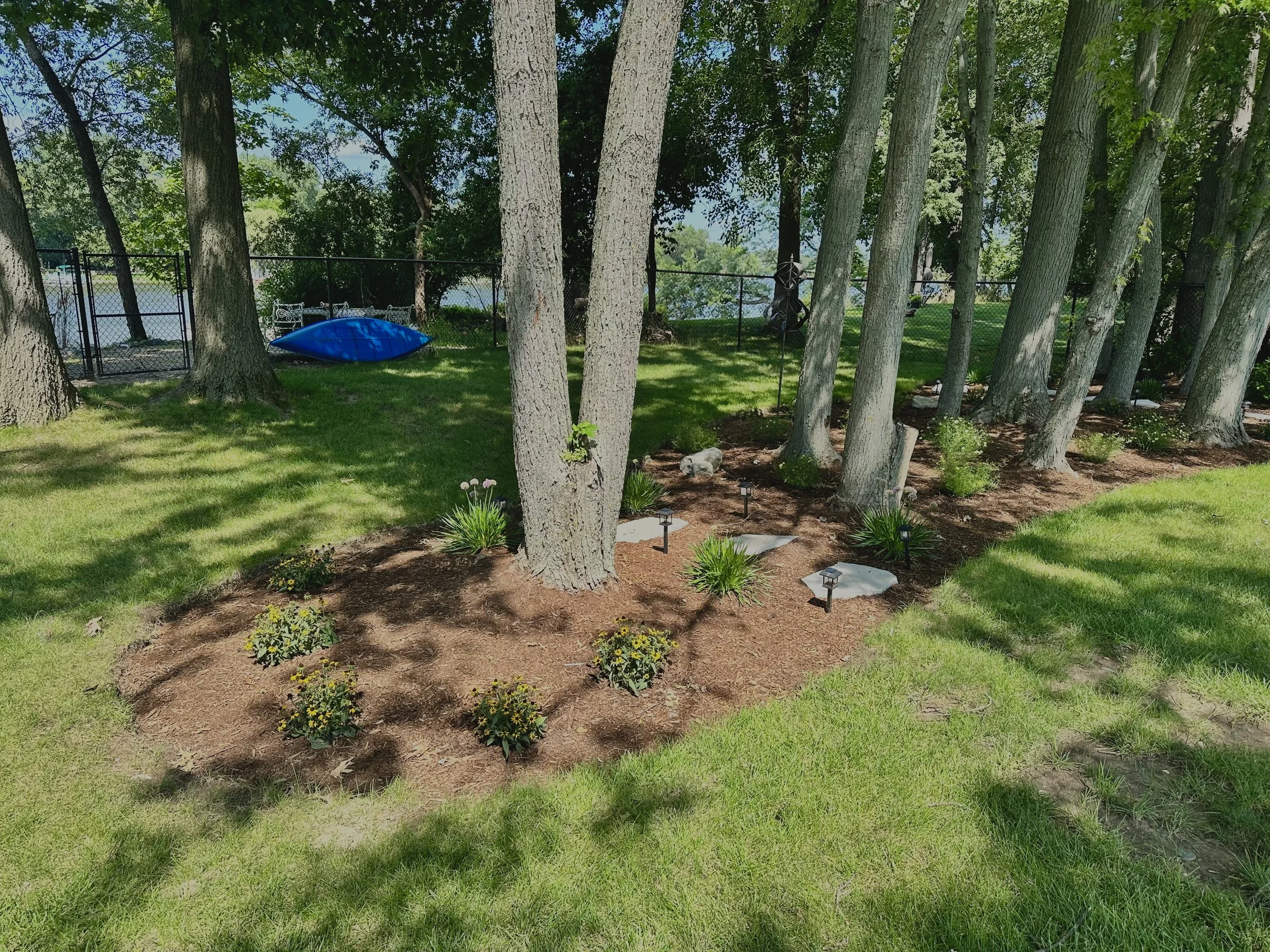 Perennial Planting Bed with Natural Flagstone Stepping Stone Pathway
