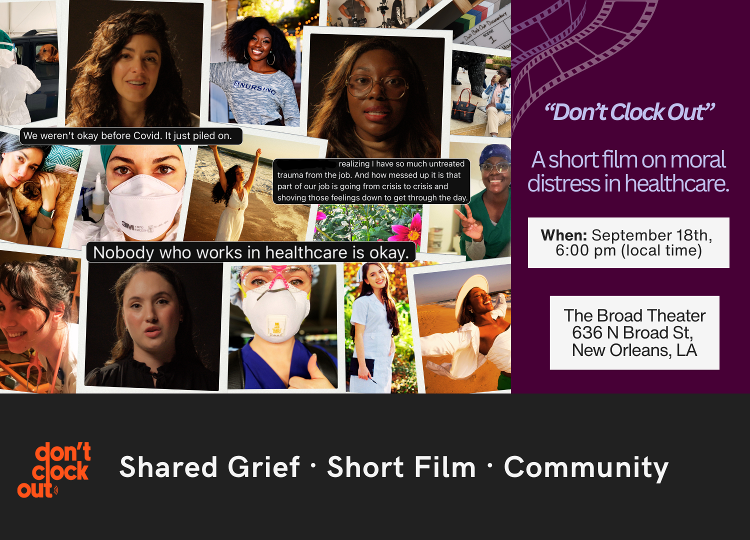 Short Film screening & Vigil for healthcare workers who’ve died by suicide.