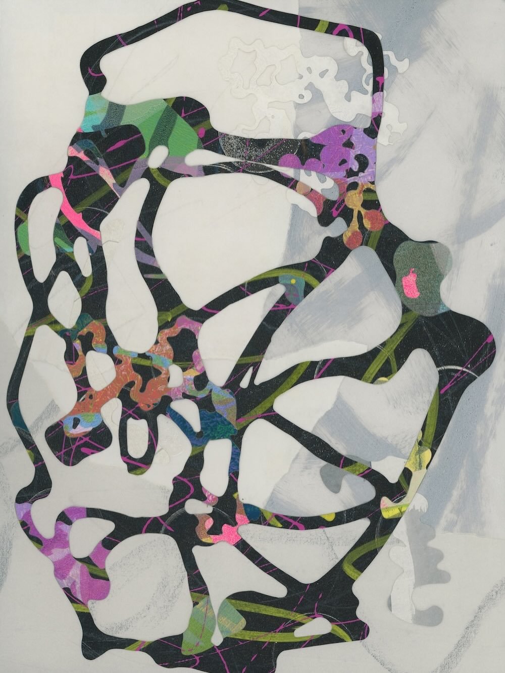 I&rsquo;m loving on all of the sweet deets of this little collage, &ldquo;Solo Swirl II,&rdquo; as I pack her up to go to @oldtowneditions tomorrow morning for image capture! This collage is a perfect example of my iterative print&mdash;&gt;collage&m