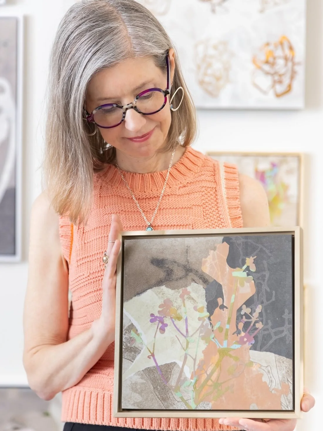 I dashed over to @broadwaygallery today to drop off these fan-favorite collages that feature warm browns and botanicals. Another from this series is in an exhibition that opens today in Georgetown&mdash;more on that very soon!