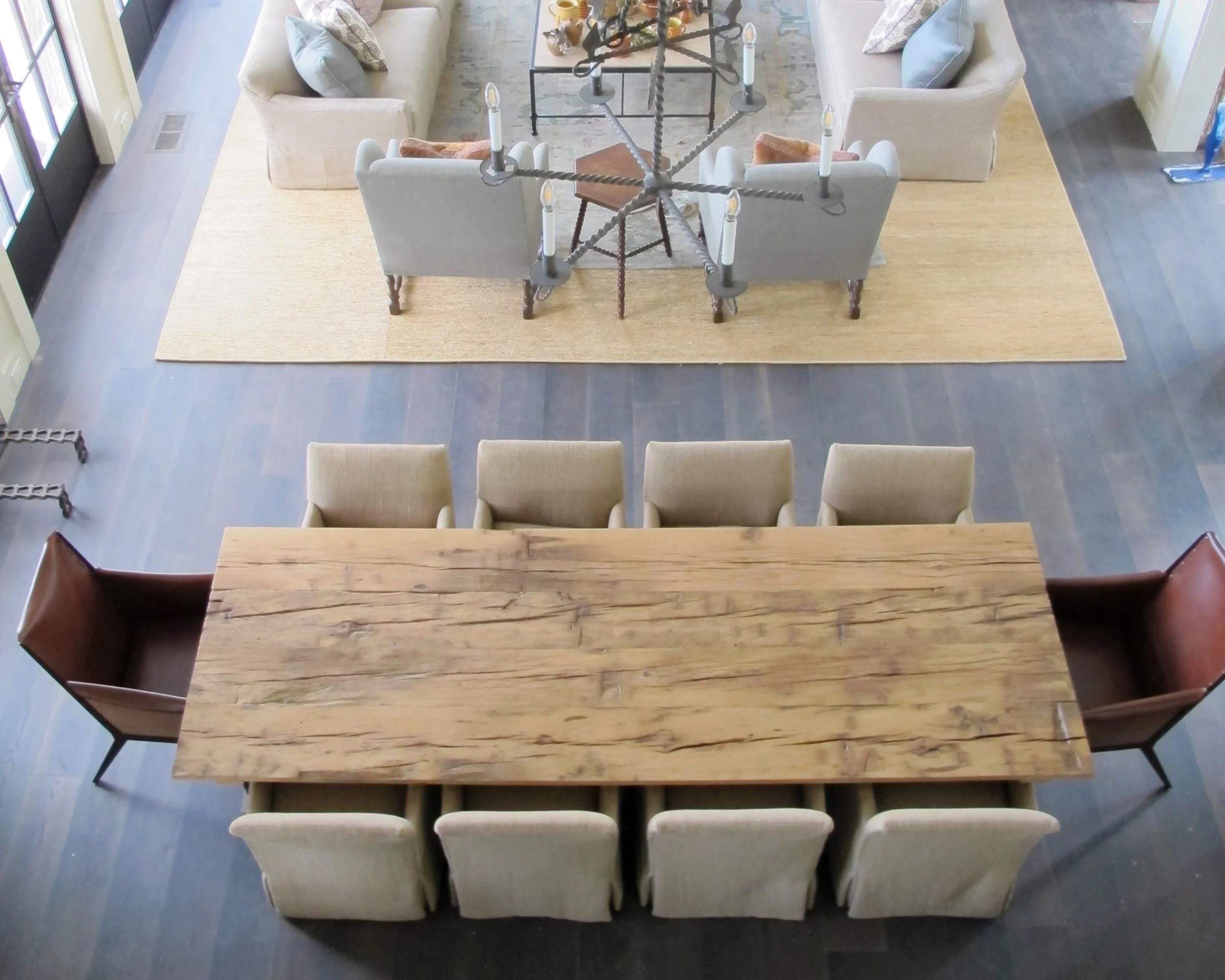 Rustic Dining Room Open Plan Living Room
