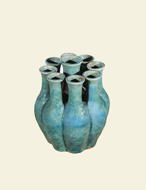 Speckled Green Nine Tube Vase