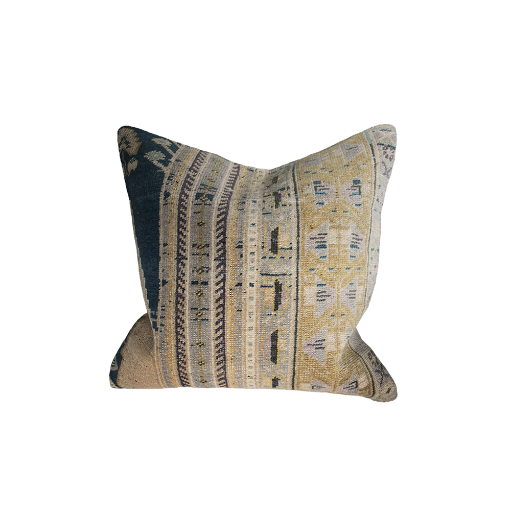 Teal & Brown Carpet Pillow 20 x 20