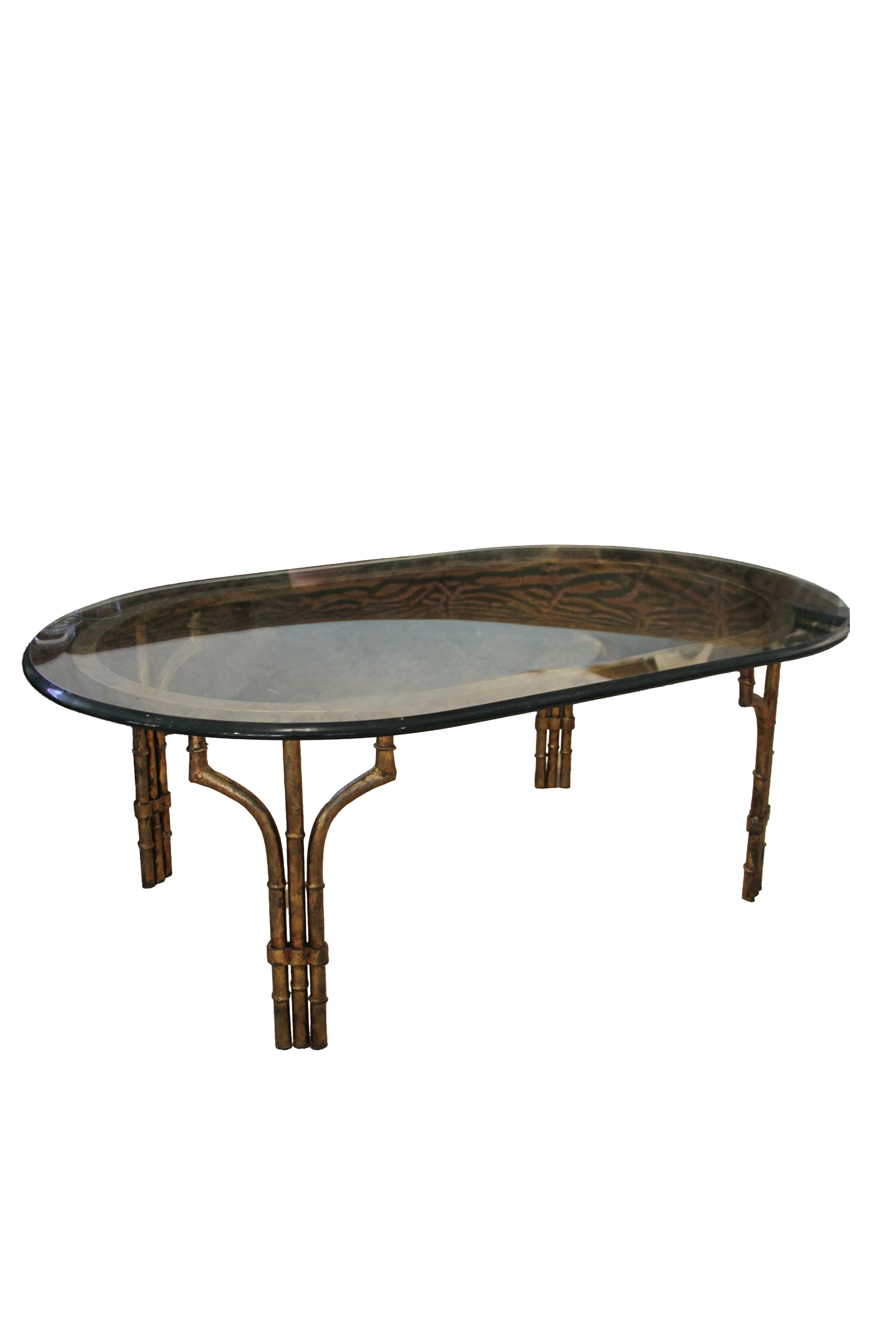Late 20th Century Hollywood Regency Metal Gilt Faux Bamboo Coffee Table