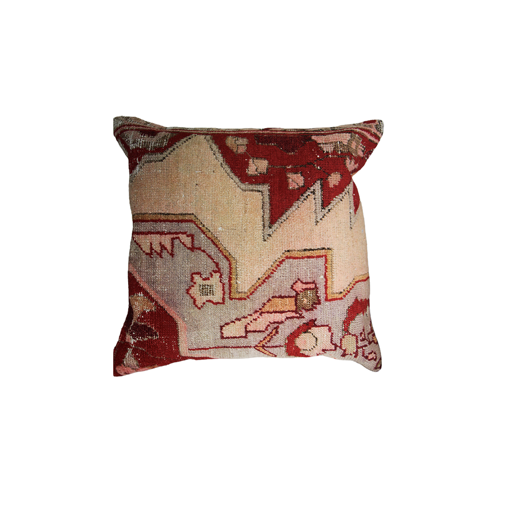 Red & Blush Carpet Pillow 20 x 20
