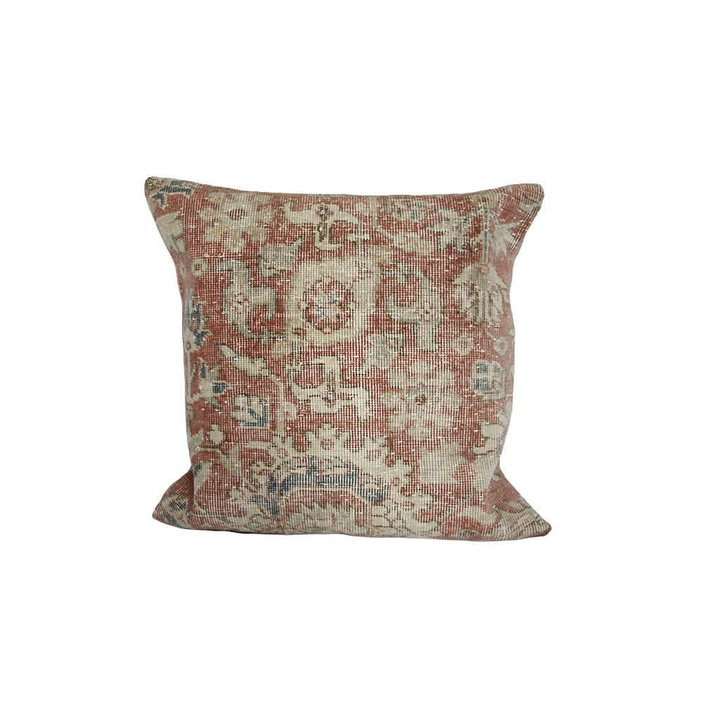 Red Floral Carpet Pillow 24 x 24