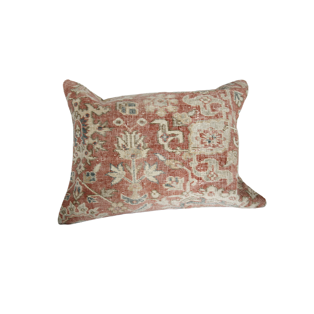 Red Floral Carpet Pillow 19 x 27