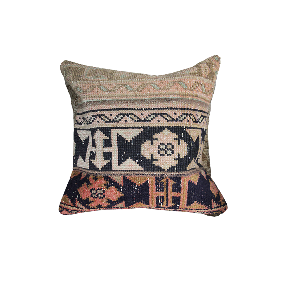 Multi-Navy Carpet Pillow 19 x 19