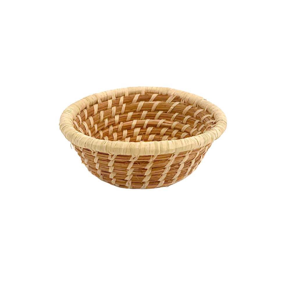 Miniature Pine Needle Bowl Basket with Rim