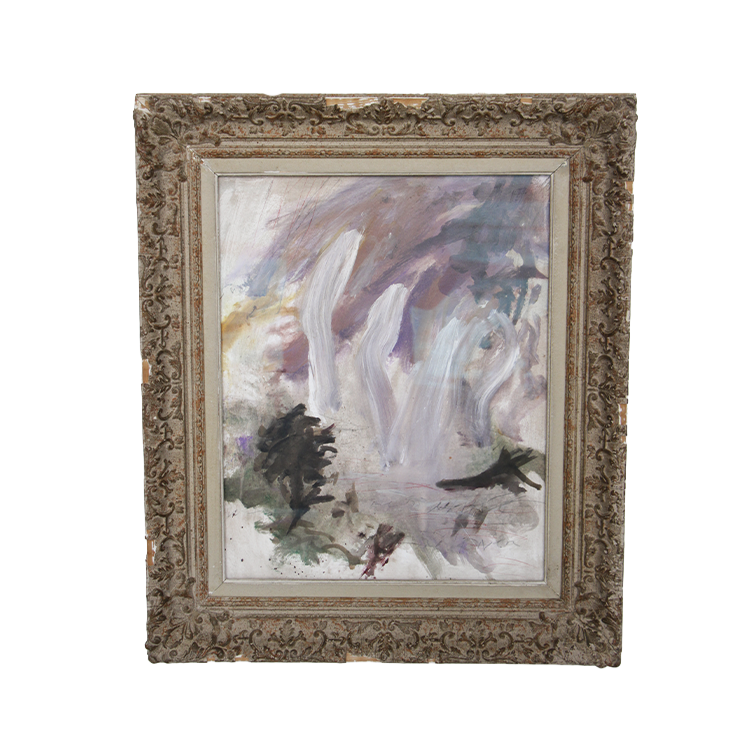 Vintage Purple Expressionist Abstract in Painting