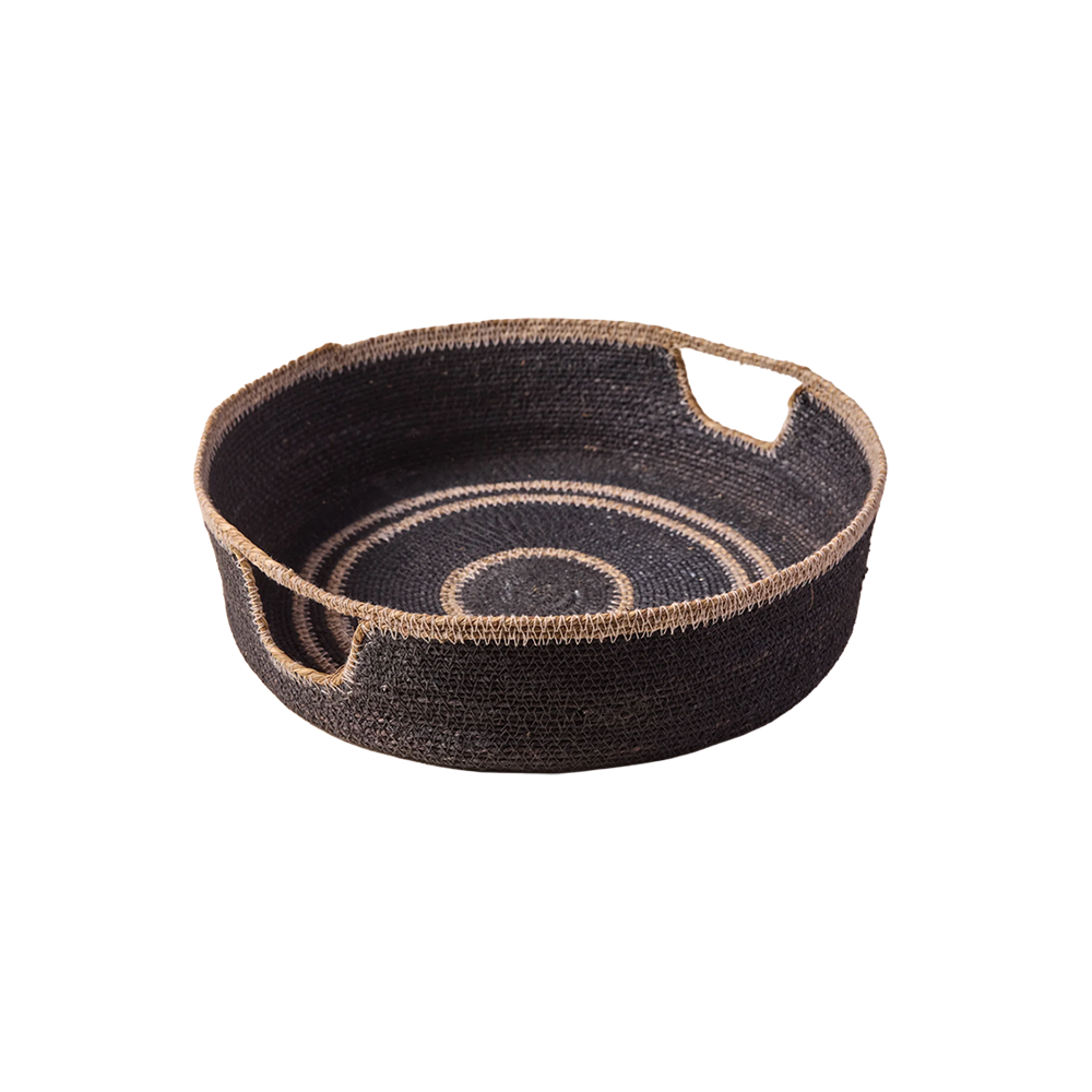 Hydra Woven Seagrass Tray in Navy